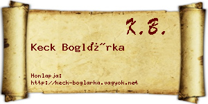 Keck Boglárka névjegykártya